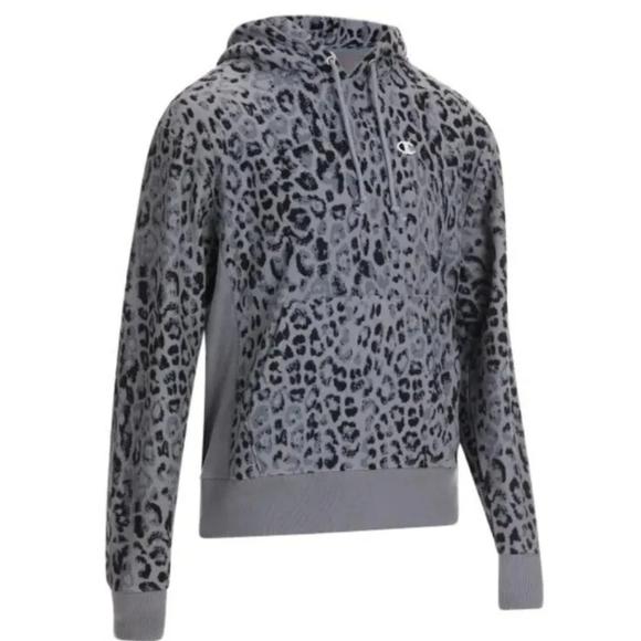 Champion Reverse Weave Hoodie Sweatshirt Adult 3X Animal Print Gray Leopard - Picture 12 of 12